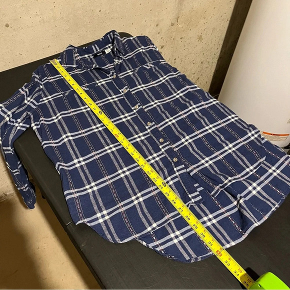 BDG Urban Outfitters Boyfriend Button Down Plaid Flannel Blue Oversized Size M - Picture 8 of 8